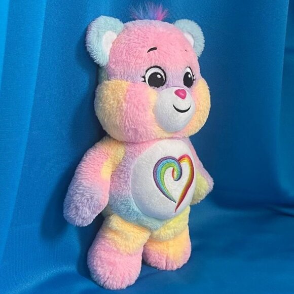 CARE BEARS TOGETHERNESS TIE - DYE RAINBOW PLUSH BEAR / BASIC FUN STUFFED ANIMAL - Picture 2 of 16